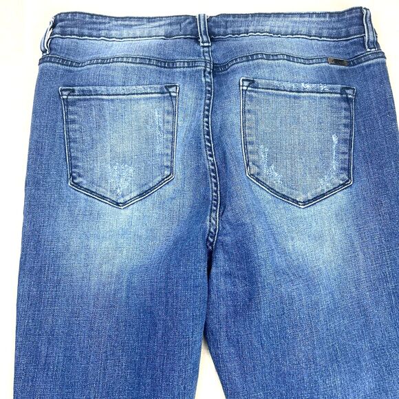 KanCan Button Fly Denim Jeans Women's XL Distressed Frayed Hem Blue High Rise - Picture 10 of 16